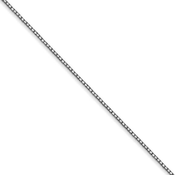 0.9mm, 10k White Gold, Box Chain Necklace, 24 Inch